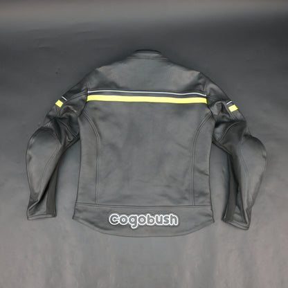 Mens Grey Leather Mesh Motorcycle Jacket with Yellow Reflective Strips - Premium Safety Riding Jacket
#Desiderio #MotorcycleJacket #MensLeatherJacket #SafetyRidingJacket #BikerGear #MotorbikeJacket #LeatherRidingJacket #PremiumLeather