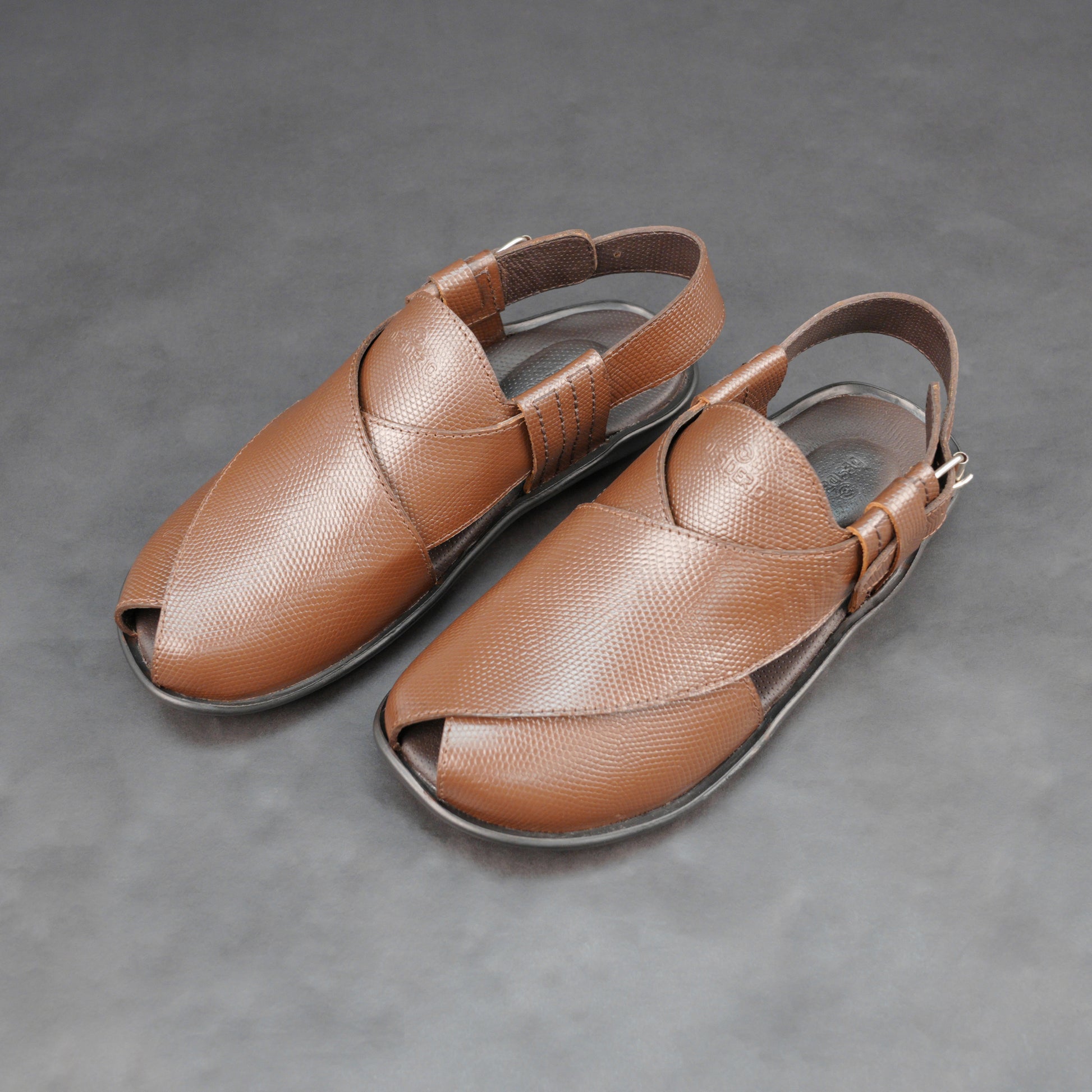 Brown cow-printed W-Series leather shoe with goat leather lining, leather and EVA insole, and durable TPR sole.