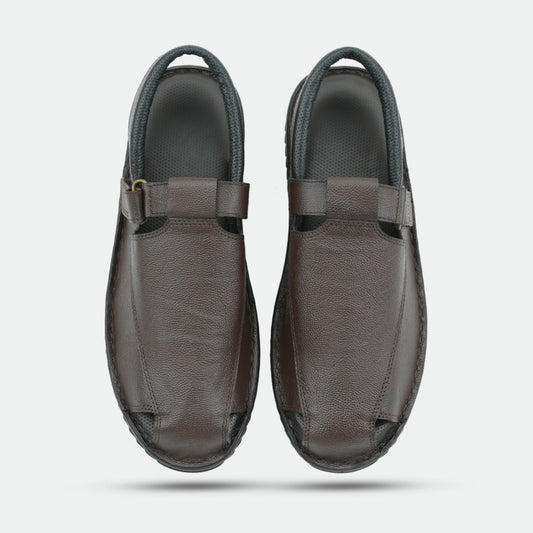 Brown handmade genuine leather Senegal Peshawari with classic style, comfort, and durable everyday wear