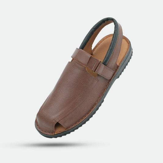 Tan handmade genuine leather Senegal Peshawari with classic style, comfort, and durable everyday wear