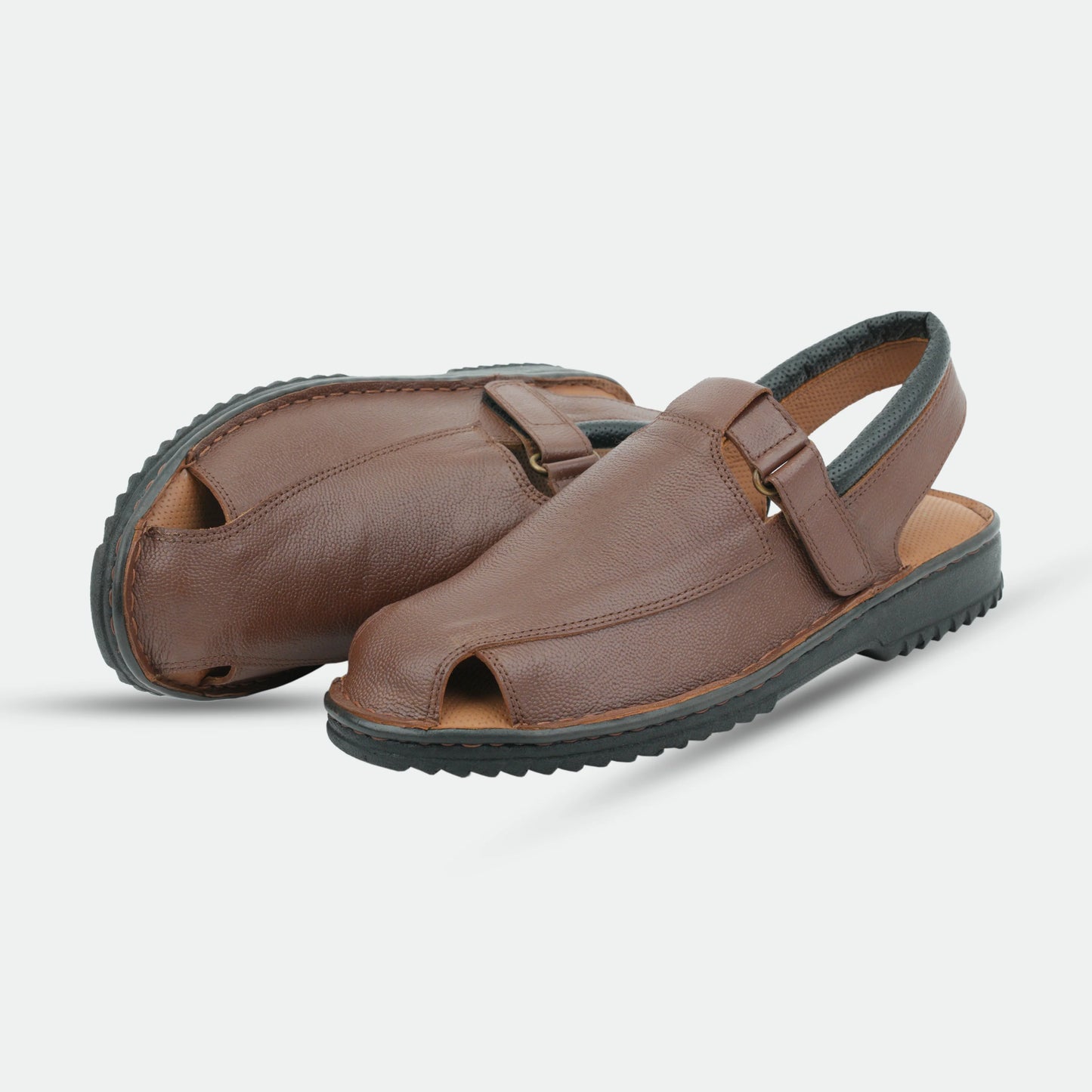 Tan handmade genuine leather Senegal Peshawari with classic style, comfort, and durable everyday wear