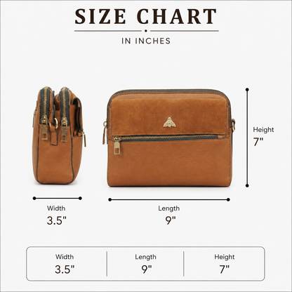 Compact Leather Crossbody Designer Bag – Genuine Cowhide Leather Handbag for Women