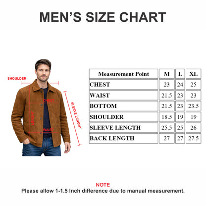 Real Goat Suede Button Jacket in Tobacoo Finish