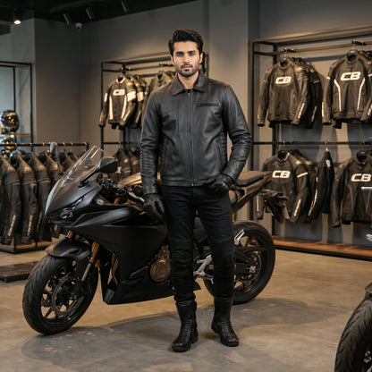 Cogobush Premium Grey Real Leather Motorcycle Biker Jacket with Multiple Pockets #Desiderio #LeatherJacket #MotorcycleJacket #BikerJacket #GenuineLeather #RidingGear #MensFashion #PremiumLeather