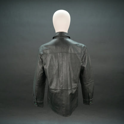 Women's Black Leather Shirt Jacket - Button Up Collared Leather Shacket
#Desiderio #LeatherShacket #WomensLeatherJacket #FashionOuterwear #StyleWear