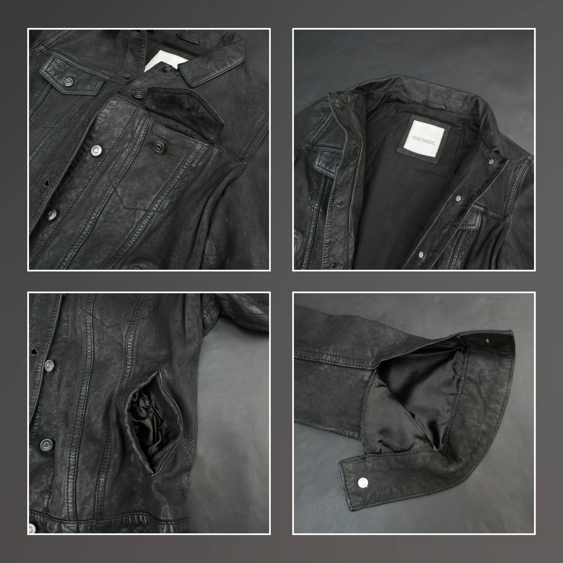 Women distressed black jacket with chest pockets and button closure