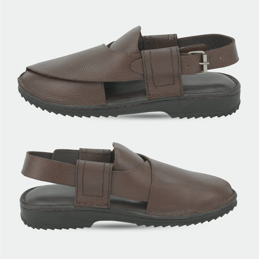 Brown PSW 03 Peshawari sandal made from 100% genuine leather, handmade with classic design and comfortable fit