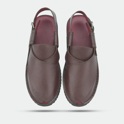 Maroon Peshawari sandals in 100% genuine leather, handmade for comfort and durability—classic, timeless design suitable for traditional wear or everyday use.