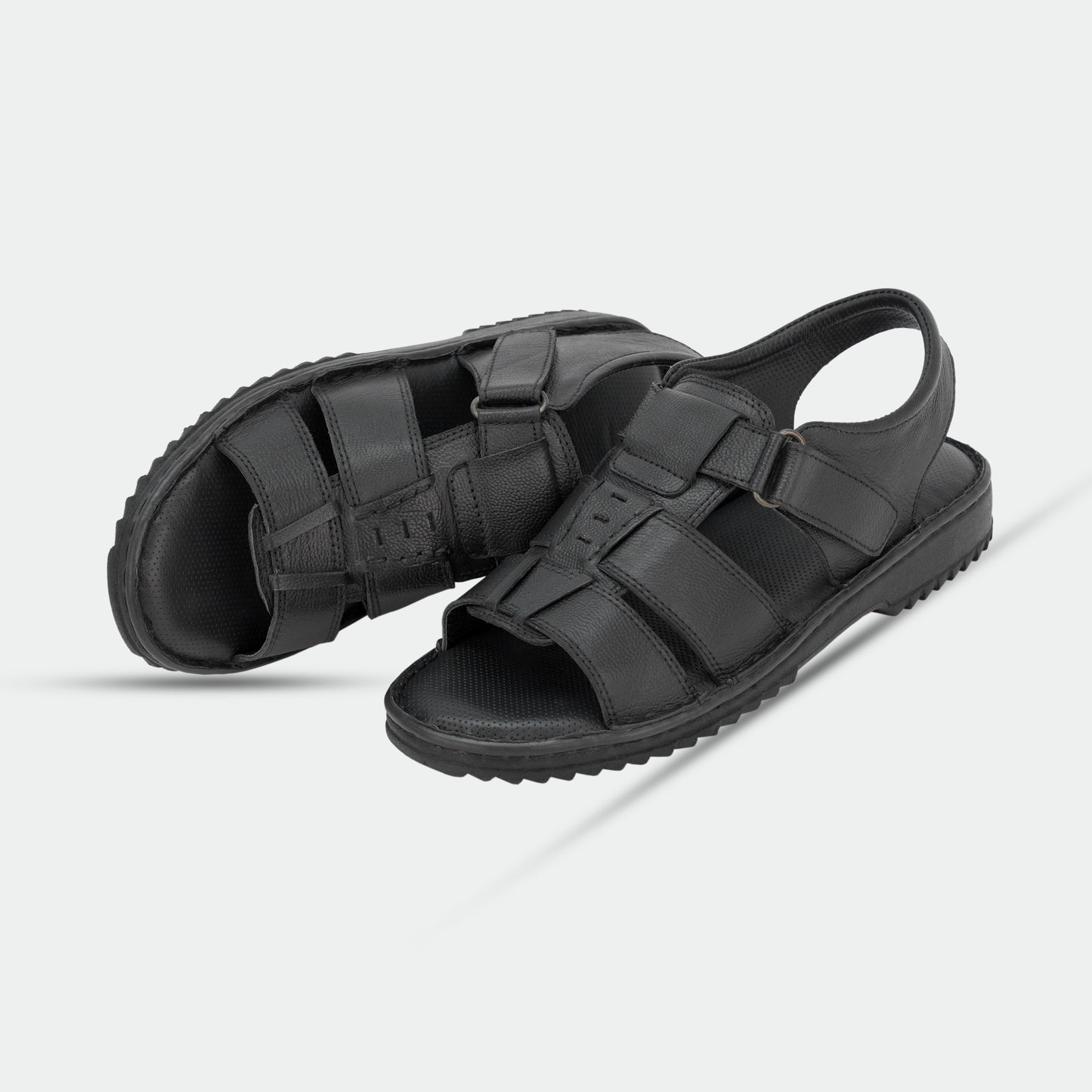 Black PSW 05 Sandal crafted from 100% genuine leather, handmade with a timeless design for traditional or everyday wear