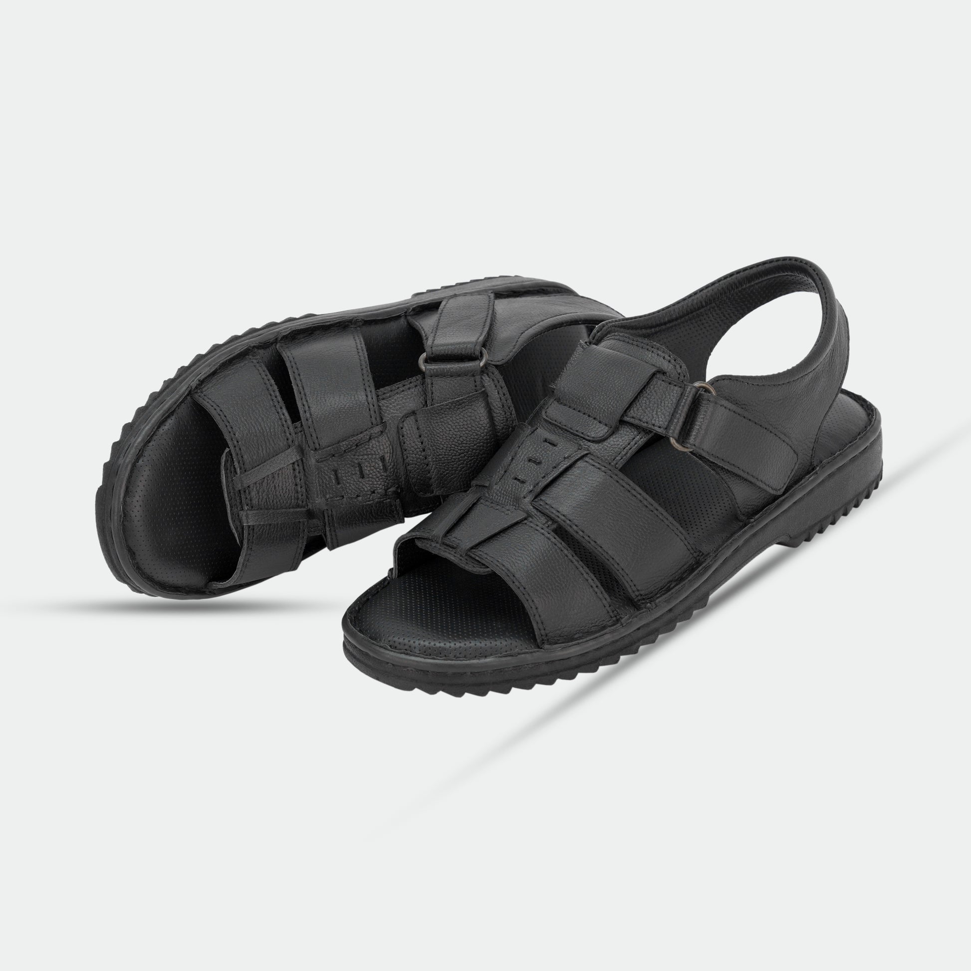 Black PSW 05 Sandal crafted from 100% genuine leather, handmade with a timeless design for traditional or everyday wear