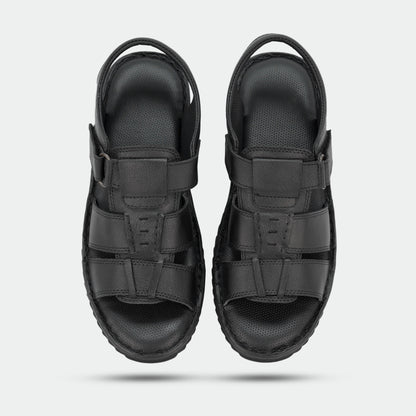 Black PSW 05 Sandal crafted from 100% genuine leather, handmade with a timeless design for traditional or everyday wear