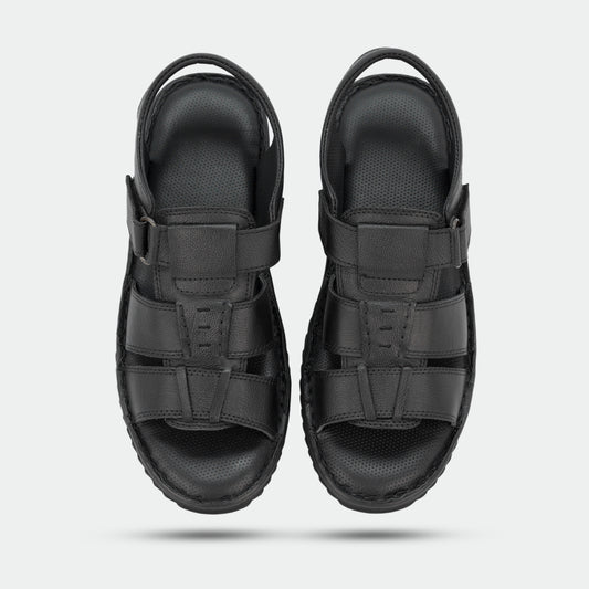 Black PSW 05 Sandal crafted from 100% genuine leather, handmade with a timeless design for traditional or everyday wear