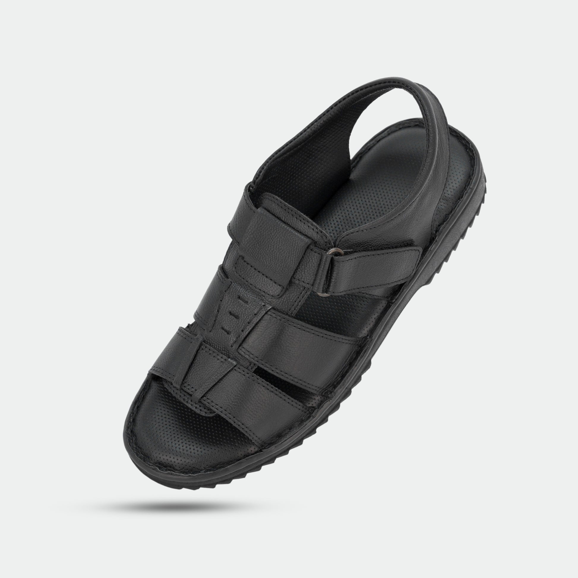 Black PSW 05 Sandal crafted from 100% genuine leather, handmade with a timeless design for traditional or everyday wear