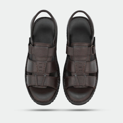 Brown sandals in 100% genuine leather, handmade for comfort and durability—classic, timeless design suitable for traditional wear or everyday use.