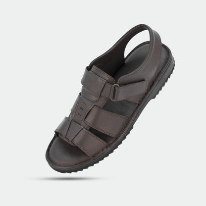 Brown sandals in 100% genuine leather, handmade for comfort and durability—classic, timeless design suitable for traditional wear or everyday use.