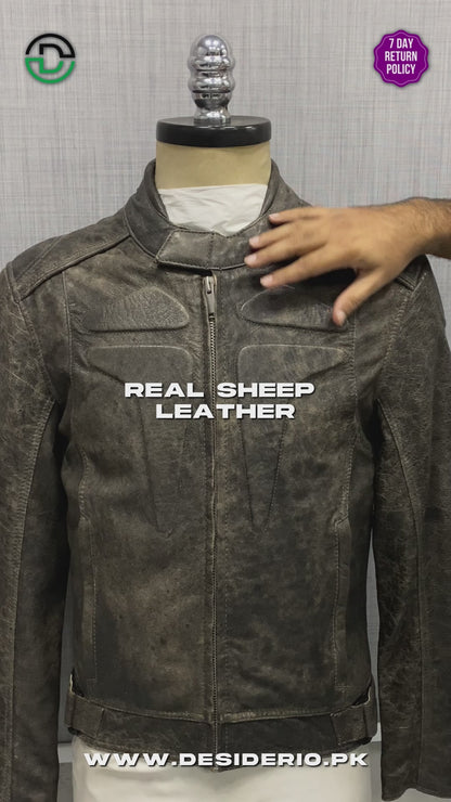 Geniune Sheep Leather Motorbike Style Jacket
