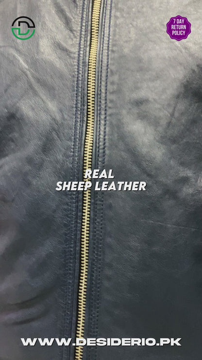 Real Sheep Leather Hooded Jacket