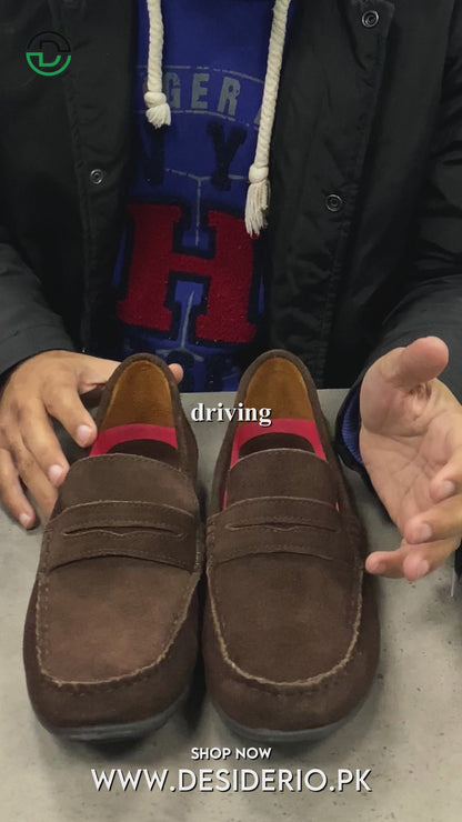 Cow Leather Suede Driving Shoes D-01