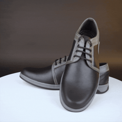 Black shoes crafted from premium Cow Chalsia leather with breathable mesh lining, supportive non-woven insole, and durable TPR sole—comfortable, reliable, and ideal for everyday casual wear and light outdoor use.