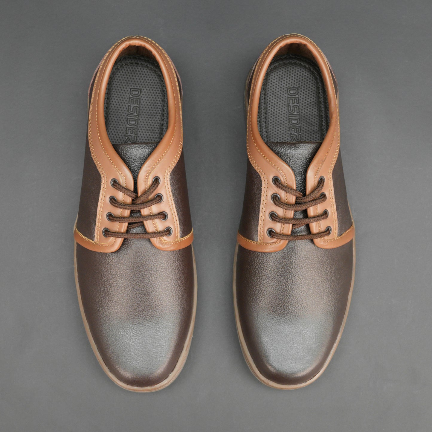 Brown shoes crafted from premium Cow Chalsia leather with breathable mesh lining, supportive non-woven insole, and durable TPR sole—comfortable, reliable, and ideal for everyday casual wear and light outdoor use.