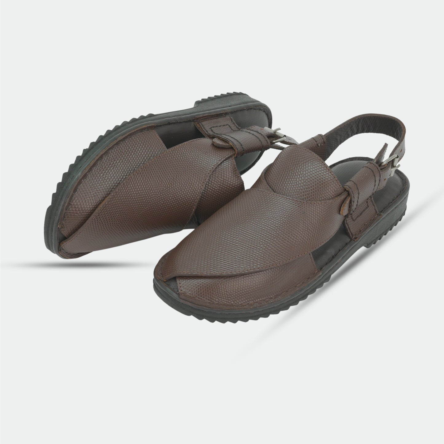 Brown Peshawari sandals in 100% genuine leather, handmade for comfort and durability—classic, timeless design suitable for traditional wear or everyday use.