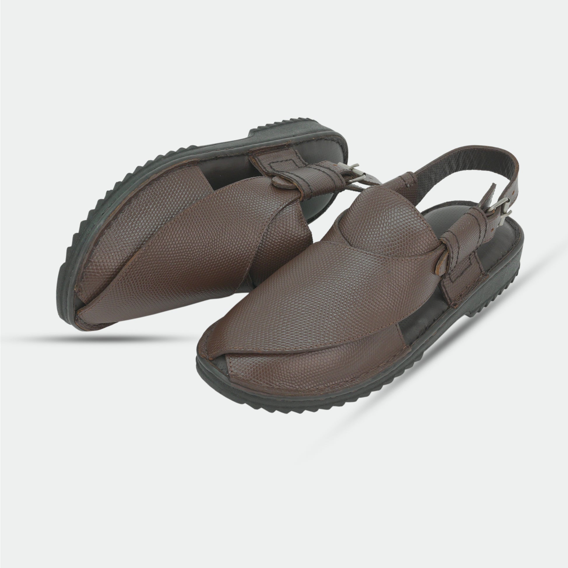 Brown Peshawari sandals in 100% genuine leather, handmade for comfort and durability—classic, timeless design suitable for traditional wear or everyday use.