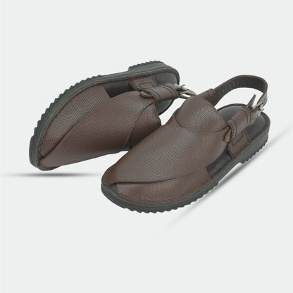 Brown Peshawari sandals in 100% genuine leather, handmade for comfort and durability—classic, timeless design suitable for traditional wear or everyday use.