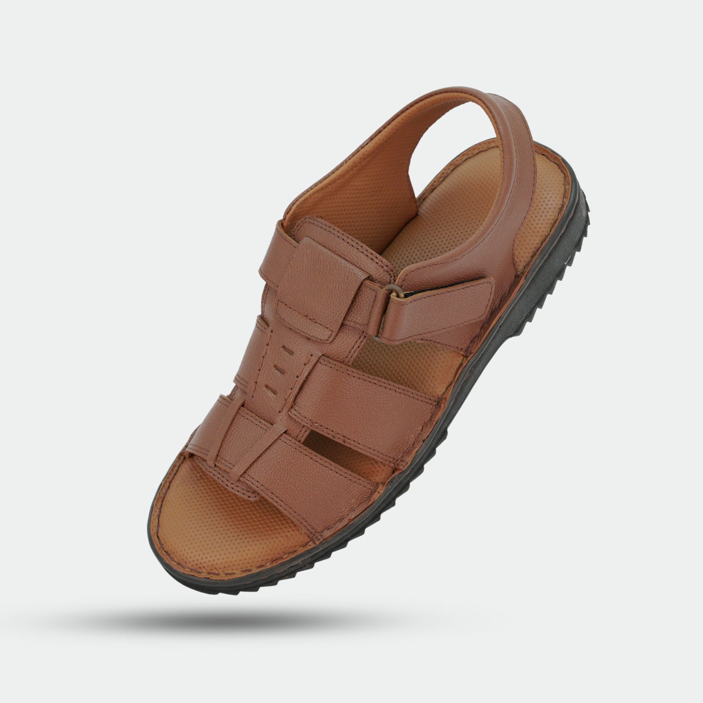 Tan sandals in 100% genuine leather, handmade for comfort and durability—classic, timeless design suitable for traditional wear or everyday use.