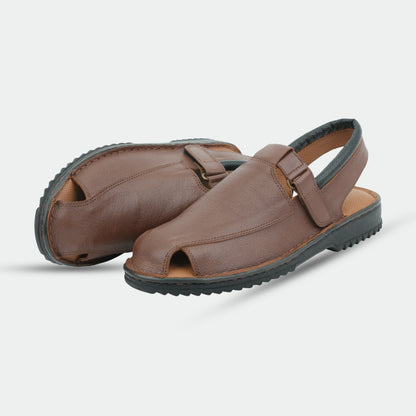 Tan DS-SENGAL Peshawari sandal crafted from genuine leather with a traditional, handcrafted design for versatile use