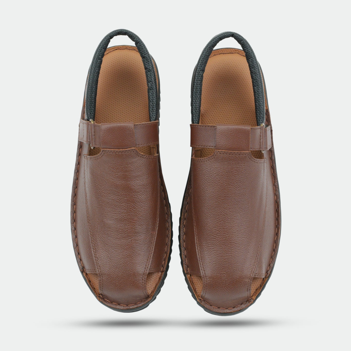 Tan DS-SENGAL Peshawari sandal crafted from genuine leather with a traditional, handcrafted design for versatile use