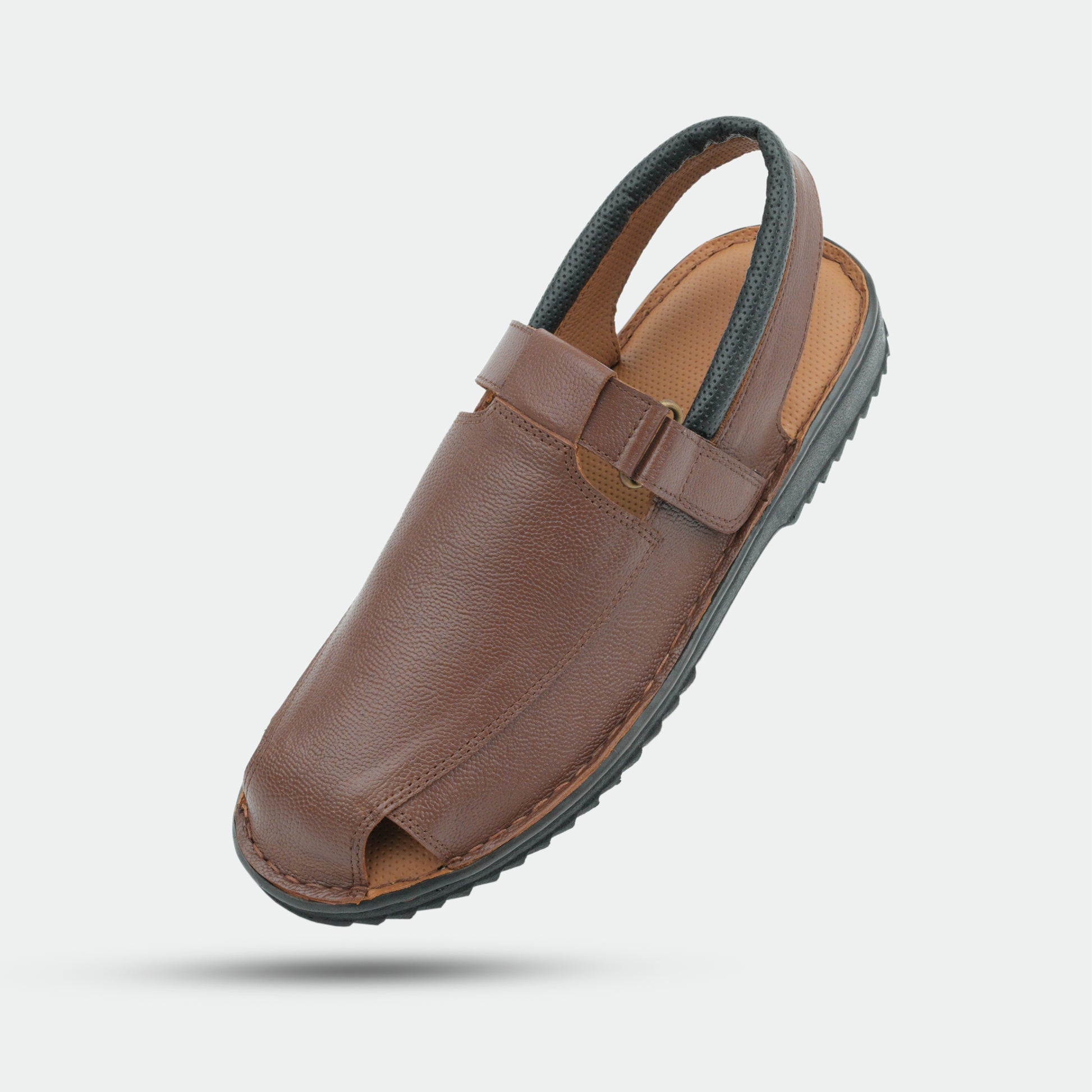 Tan DS-SENGAL Peshawari sandal crafted from genuine leather with a traditional, handcrafted design for versatile use